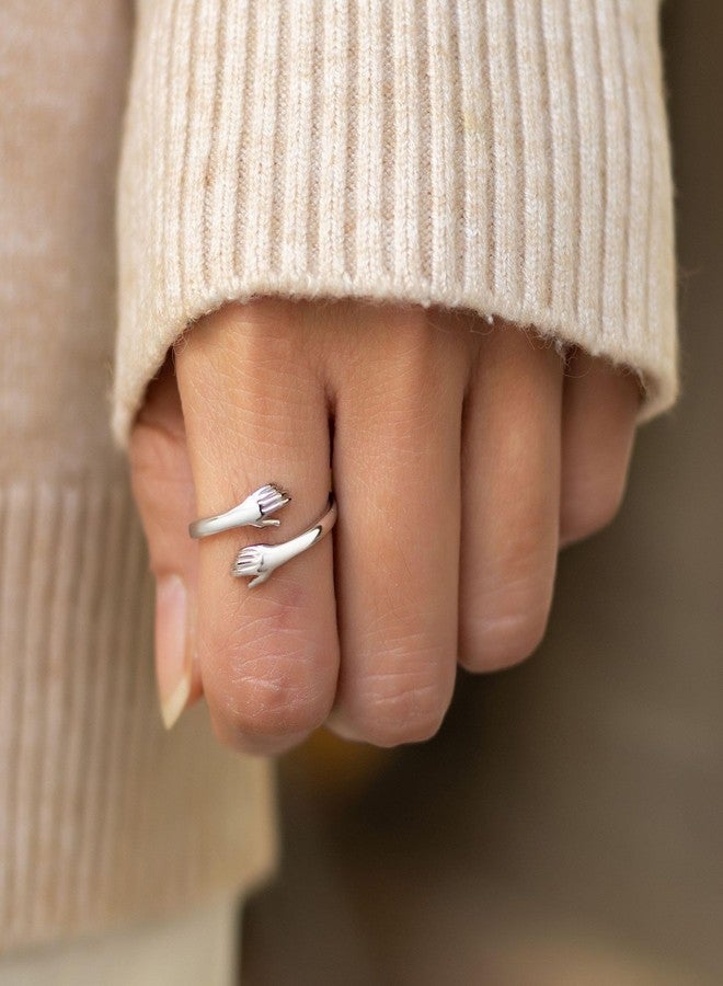DivaGlamz From Grandma For Granddaughter Hug Ring, With “Always With You” Adjustable Stainless Steel Inspirational Rings Unique Birthday Gift Jewelry (Hug Silver) - Image 2